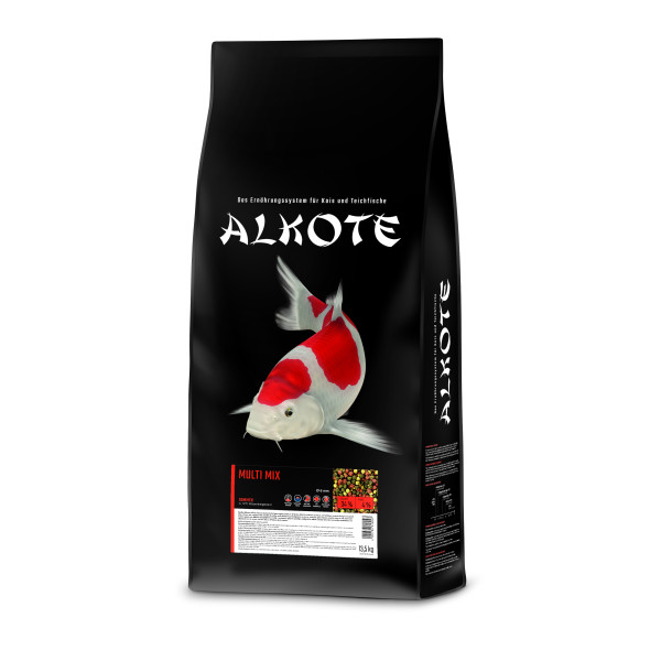 Premium Koifutter 13,5 kg / 6 mm  ALKOTE - Multi Mix hochwertiges Hauptfutter für den Sommer - ab 12°C Koi Teich